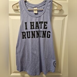 Victoria's Secret Pink I Hate Running Purple Racerback Tanktop Tank Womens Small
